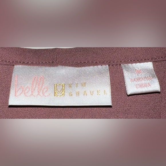 Belle by Kim Gravel dusty rose pink woven chiffon pleat  tank blouse Medium 300 - Picture 6 of 8